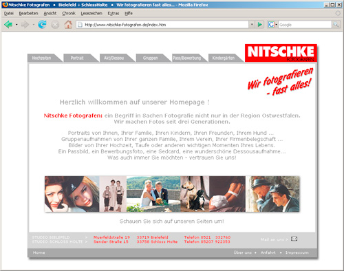 Screenshot statische Website für Bielefelder Fotografen